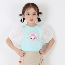 PremierFam 女童款Catch Tinyfing極光泡泡袖5分T恤