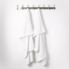 HABITY 厚實柔軟的大型浴巾 475g 40支 精梳棉, 2個, 白色