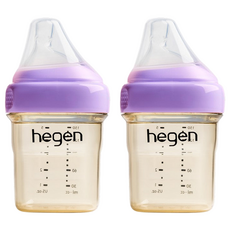 hegen 台灣公司貨 金色奇蹟 PPSU 多功能方圓型寬口奶瓶, 漾紫, 150ml, 2個