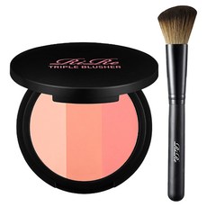 RiRe 三色腮紅餅+腮紅刷組 Set, 10g 1組, 淺桃色+桃色+粉桃紅