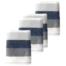 Gemini 双星毛巾 簡約橫緞混紗毛巾, 藍色, 4條