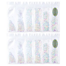 五月棕色混合尺寸扁平指甲石 6 種 Aurora M03093, 混色, 2組