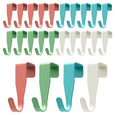 S&Q 多用途水槽門掛勾 4款 x 3件組, 珊瑚色 + 綠色 + 藍色 + 白色, 2套