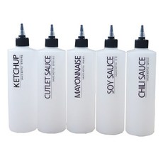 醬料瓶 500ml x 5入 + 黑色字母標籤 5入組, 5個