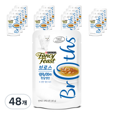 팬시피스트 브로스 고양이 간식 파우치 생선, 참치 + 새우 + 흰살생선 + 진한 생선 육수 혼합맛, 40g, 48개