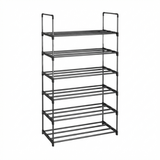 德利生活 簡易多層不鏽鋼鞋架 60 x 28.5 x 109cm, 6層, 黑色