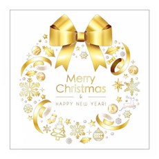 小麥購物 聖誕裝飾無痕壁貼 聖誕花環 L607, 1個, 金色