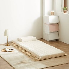 더코이즈 3단 접이식 천연 라텍스 매트리스, 멜란지아이보리, 5cm