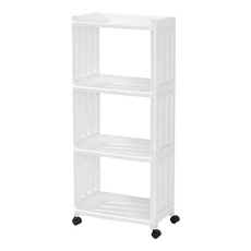 品屋 浴室置物架四層 白色 帶輪移動, 1組