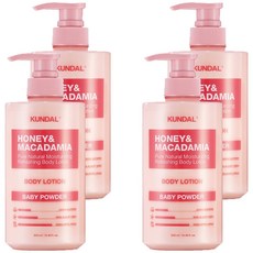 쿤달 허니 앤드 마카다미아 퓨어 바디로션 베이비파우더향, 500ml, 4개