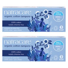 나트라케어 탐폰 논 어플리케이터 삽입형 생리대, 슈퍼, 20개입, 2개