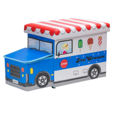 卡通汽車造型收納箱 冰淇淋車車頭, 藍色, 1個