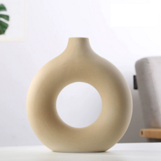 Baia 圓形陶瓷花瓶, 米色