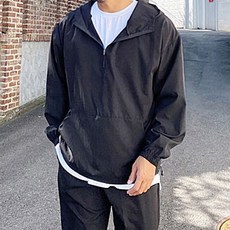 파이브라지 빅사이즈 언제 어디서든 편안한 오버핏 후드 아노락 긴팔티셔츠