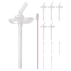 替換用吸管吸嘴+吸管清潔刷組, 6組, 混色