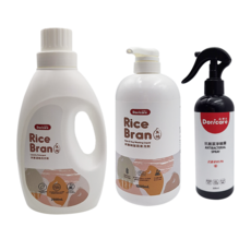 Doricare朵樂比 米糠濃縮洗衣精 2L 2瓶 + 米糠洗潔精 1L + 贈抗菌潔淨噴霧 29 x 17 x 30cm 300ml 1組