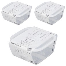 inomata 1842角型保鮮盒白630ml 冰箱收納保鮮盒 食物保鮮盒, 3個, 1組