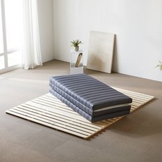 더코이즈 말레이시아 천연 3단 접이식 라텍스 매트리스 SS, 다크그레이, 5cm