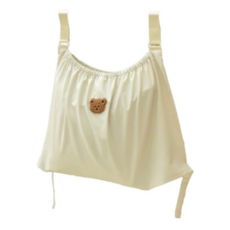 大容量外用置物袋, 尼龍防水布, 嬰兒車/床邊收納, 耐磨抗污, 寬40cm, 02 米色熊