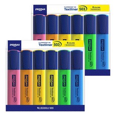 PENMAX Textliner 503 螢光筆 6色組, 粉色/橙色/蜜黃色/黃色/綠色/藍色, 2組