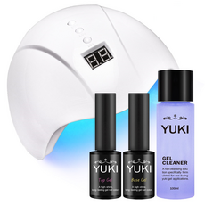 Yuki Gel Nail Essentials 智能凝膠燈套組, 1套, 36W Gel Lamp + Base Gel 5g + Top Gel 5g + Gel Cleaner 100ml