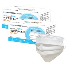 에어윈드 이지핏 비말차단마스크 대형 KF-AD, 50개입, 2개, 흰색