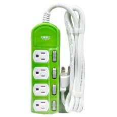 MAX STAR 太星電工 彩色四開四插電腦線 3P 15A 顏色隨機, 1.8m, 1個