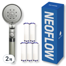 5段式可調過濾蓮蓬頭 + 濾芯5入組, 2個, 單一顏色
