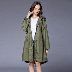 Blue Season女款雨衣高爾夫機能性防水防風連帽夾克雨衣, 軍綠色