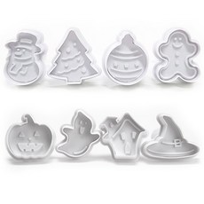 聖誕+萬聖節餅乾壓模 推壓式 8種組, 隨機發貨, 1套
