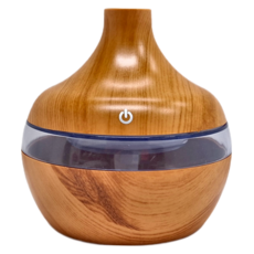 木紋香氛機, 300ml 水氧機, 七彩LED燈光, 可換式棉棒, 淺木紋