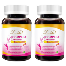 Lovita 愛維他 女性美妍活力B群 全素 10種B群完整組合 4合1美妍配方 長效緩釋 持續釋放8小時, 30顆, 1.1g, 2罐