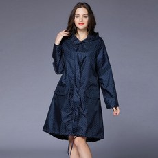 Blue Season女款雨衣高爾夫機能性防水防風連帽夾克雨衣, 海軍圓點