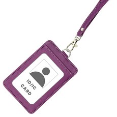 D&O 皮革員工證 出入證 身分證 卡套 掛繩, 1個, 紫色
