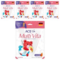 ACE SUPER KIDS 綜合維他命軟糖, 德國進口, 10種維生素, 14顆/袋, 2.8g, 5包