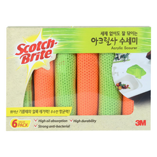 3M Scotch-Brite 百利 環保壓克力纖維洗碗巾, 6入, 1盒