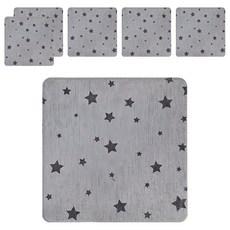 收納王妃 珪藻土方形杯墊 6個, 星星灰, 1組