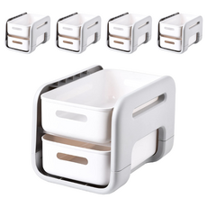 妃妃嚴選 抽屜收納櫃雙層, 小款 白色 + 灰色, 5個