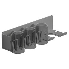 FAmILyLIFE 生活 航太鋁免打孔牙刷/吹風機置物架三杯款免釘膠款 A-242-G 34.3 x 7.4 x 6.5cm 370g, 神秘灰, 1個