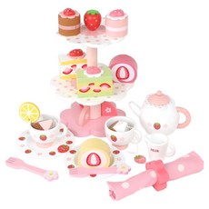 Mother garden 下午茶家家酒組 木材 26.5cm x 18.5cm x 19cm, 蛋糕點心組 多色, 1組