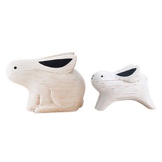 T-Lab. 手刻原木小動物 兔子親子組 親 4~6 x 4~6 x 4~6cm 子3~5 x 3~5 x 3~5cm 2個, 1組