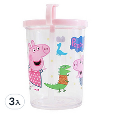 Dung Jin 佩佩豬吸管杯 - 寶寶學飲好幫手 外出攜帶方便, 280cc, 3入, 粉