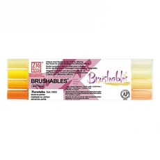 Kuretake 吳竹 ZIG Brushables 雙色軟筆刷麥克筆 雙頭筆刷, 黃色系, 1組