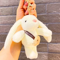 아이끌레 숄더백 토끼 봉제인형 키링, 15cm, 화이트, 1개