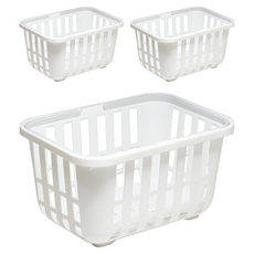 Sanada Seiko 家乘生活 日本簡約素色提籃, 白色, 3個