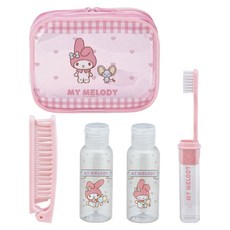 Skater 美樂蒂 旅行用盥洗包 牙刷 17.5cm 收納 10.9 x 2.6cm + 梳子19.5cm + 收納袋 15 x 4.5 x 11.7cm + 液體瓶 50ml 2個