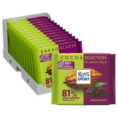 Ritter Sport 81%迦納可可豆巧克力, 12包, 100g