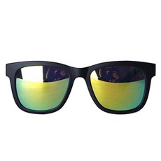 Oaklans 方框鏡面太陽眼鏡 ST302, 鏡框（磨砂黑+磨砂透明藍），鏡面鏡片（藍金鏡）