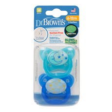 Dr.Brown's 美國布朗博士 PreVent功能性夜光安撫奶嘴, 6-12個月, 兩入裝, 藍色, 6個月以上, 1組