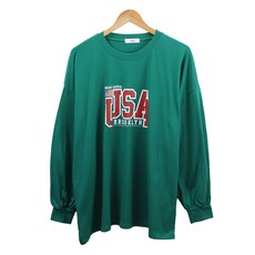 라라온 여성용 통기성 순면 레터링 빅사이즈 퍼프소매 긴팔 티셔츠 TSP1301